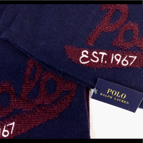 Polo Ralph Lauren 1967 Varsity Scarf Beanie Hat Set NWT RL Merino Wool College - Picture 6 of 8